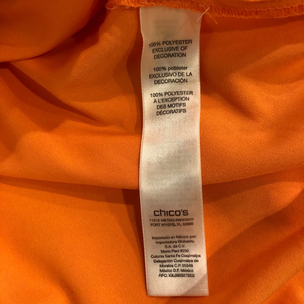 B3 Chico’s Orange embroidered blouse Sz 1 - Picture 7 of 7
